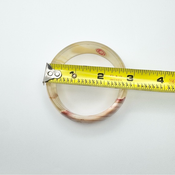 Vintage Mexico Natural Agate Quartz Mixed Color Bangle Bracelet Stamped - Picture 13 of 13